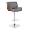 Armen Living London Gray Faux Leather Adjustable Height Swivel Walnut Wood and Chrome Bar Stool LCLOSWBAGRWA - alternate 1